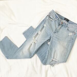 Abercrombie & Fitch Harper low rise ankle jeans ripped blue denim size 27 size 4
